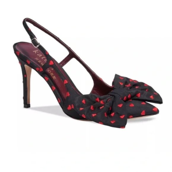 Kate Spade Heart Design Taffeta Slingbacks - Picture 1 of 3